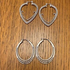 Lucky Brand Silver Hoop Earrings Set